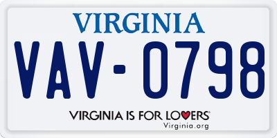 VA license plate VAV0798