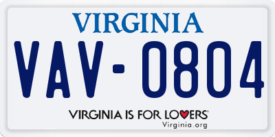 VA license plate VAV0804