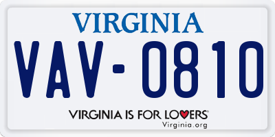 VA license plate VAV0810