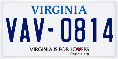 VA license plate VAV0814