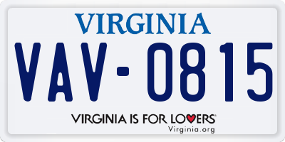 VA license plate VAV0815