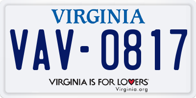 VA license plate VAV0817