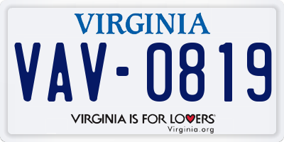 VA license plate VAV0819