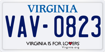 VA license plate VAV0823