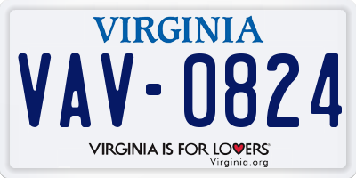 VA license plate VAV0824