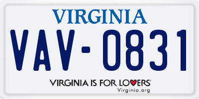 VA license plate VAV0831