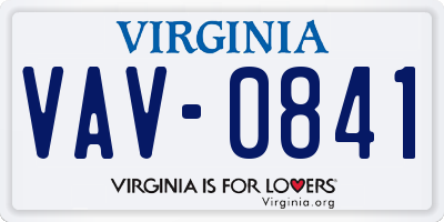 VA license plate VAV0841
