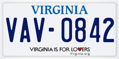 VA license plate VAV0842