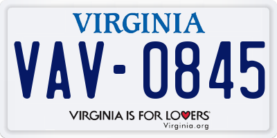 VA license plate VAV0845