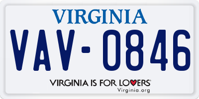 VA license plate VAV0846