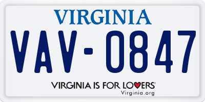 VA license plate VAV0847