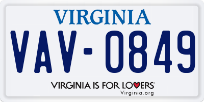 VA license plate VAV0849