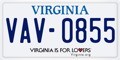 VA license plate VAV0855