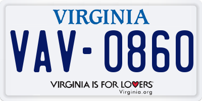 VA license plate VAV0860