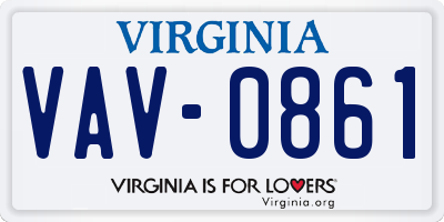 VA license plate VAV0861