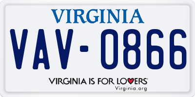 VA license plate VAV0866