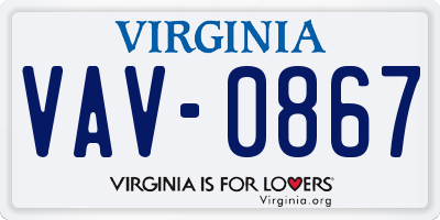 VA license plate VAV0867