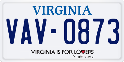 VA license plate VAV0873
