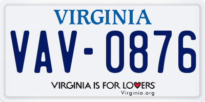 VA license plate VAV0876