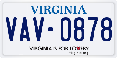 VA license plate VAV0878
