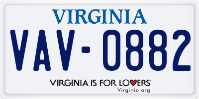 VA license plate VAV0882