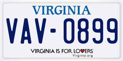VA license plate VAV0899