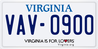 VA license plate VAV0900