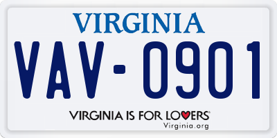 VA license plate VAV0901