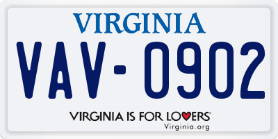 VA license plate VAV0902