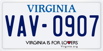 VA license plate VAV0907