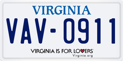VA license plate VAV0911