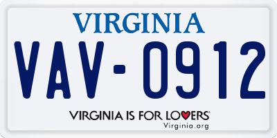 VA license plate VAV0912