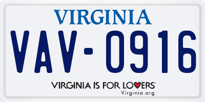 VA license plate VAV0916