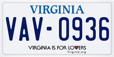 VA license plate VAV0936
