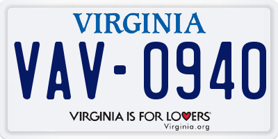 VA license plate VAV0940