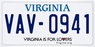 VA license plate VAV0941