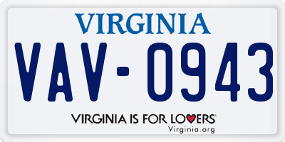 VA license plate VAV0943