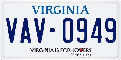VA license plate VAV0949