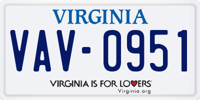 VA license plate VAV0951