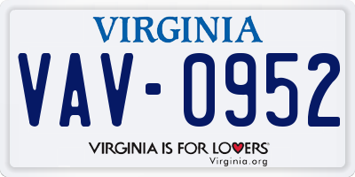 VA license plate VAV0952