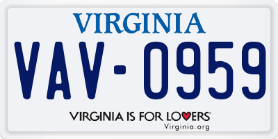 VA license plate VAV0959