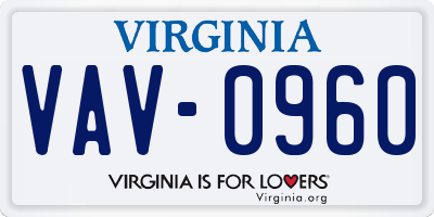 VA license plate VAV0960