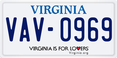 VA license plate VAV0969