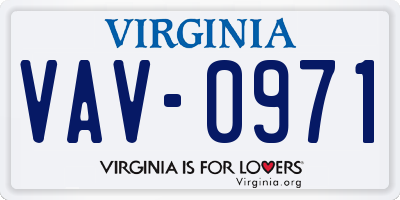 VA license plate VAV0971
