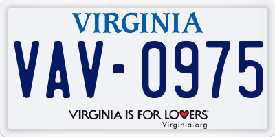VA license plate VAV0975
