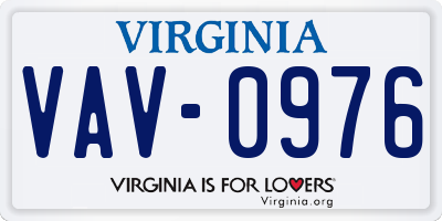 VA license plate VAV0976