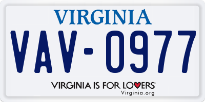 VA license plate VAV0977