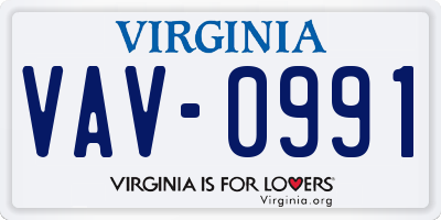 VA license plate VAV0991