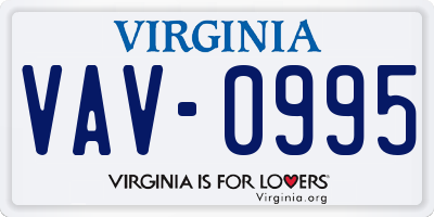 VA license plate VAV0995