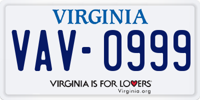 VA license plate VAV0999